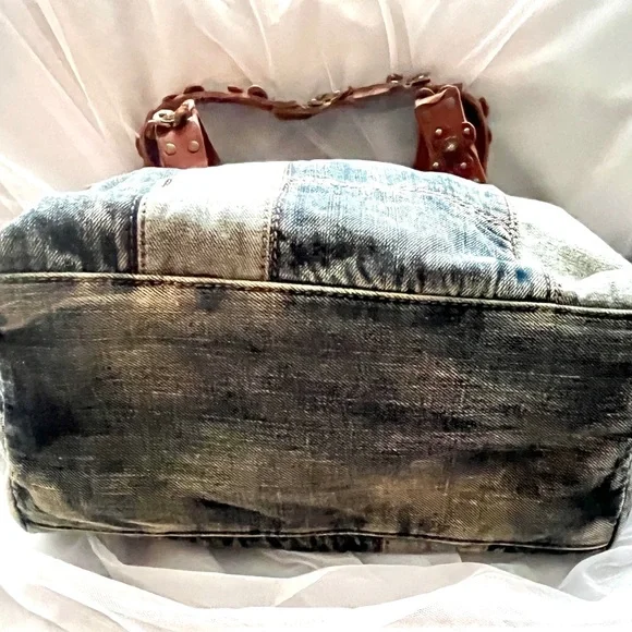NWT Patricia Nash Denim Patchwork Tote Satchel - Picture 4 of 12
